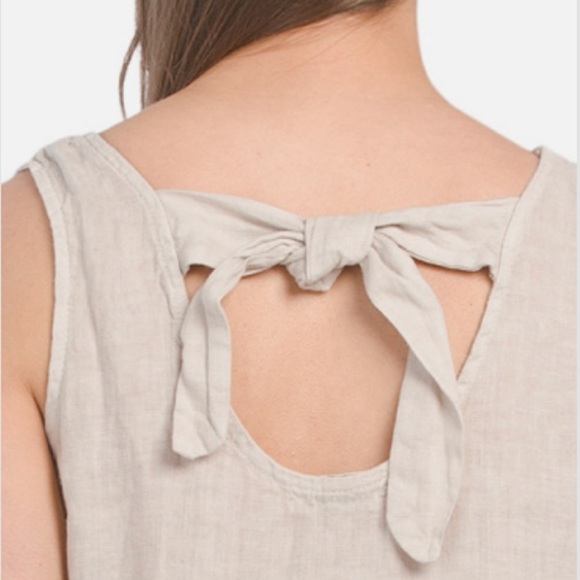 Terzo Millennio Italian Linen Shift Dress Minimalist Tie Back Vacation Resort L - Picture 2 of 12